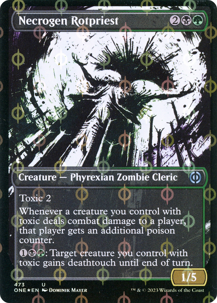 Necrogen Rotpriest (Borderless Ichor Step-and-Compleat Foil) [Phyrexia: All Will Be One] | RetroPlay Games