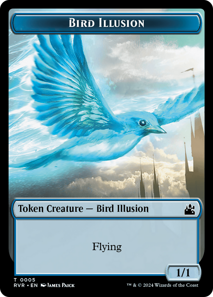 Elf Knight // Bird Illusion Double-Sided Token [Ravnica Remastered Tokens] | RetroPlay Games