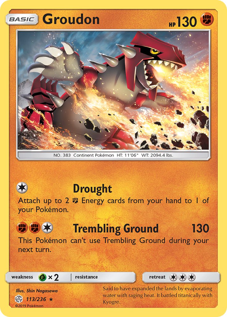 Groudon (113/236) (Cracked Ice Holo) (Theme Deck Exclusive) [Sun & Moon: Cosmic Eclipse] | RetroPlay Games