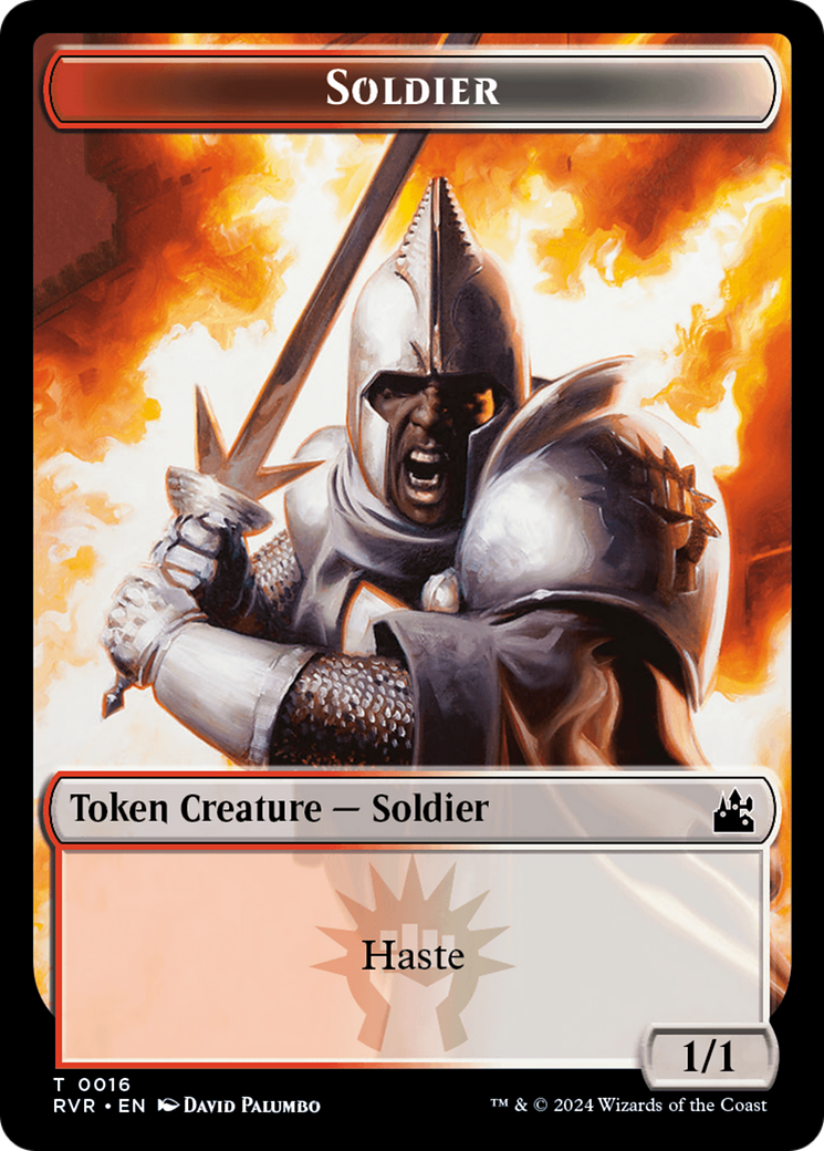 Elf Knight // Soldier Double-Sided Token [Ravnica Remastered Tokens] | RetroPlay Games