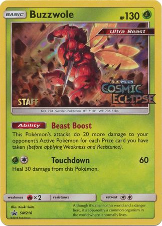 Buzzwole (SM218) (Staff Prerelease Promo) [Sun & Moon: Black Star Promos] | RetroPlay Games