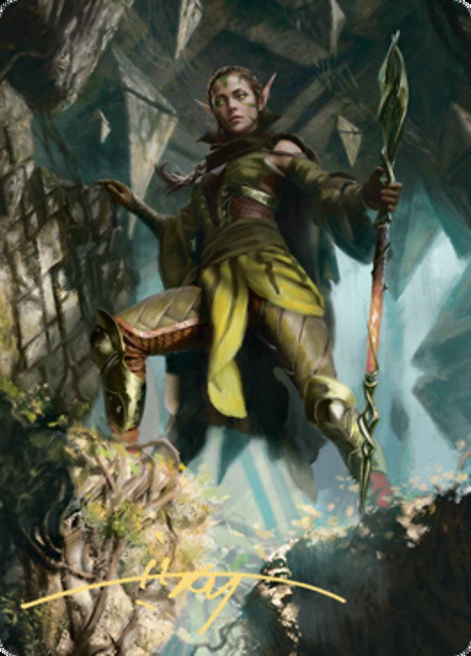 Nissa of Shadowed Boughs 1 Art Card (Gold-Stamped Signature) [Zendikar Rising Art Series] | RetroPlay Games