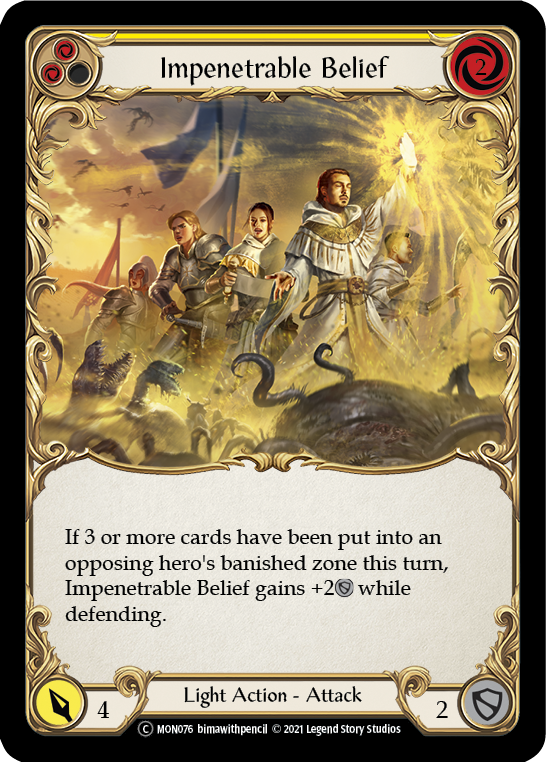 Impenetrable Belief (Yellow) [U-MON076-RF] (Monarch Unlimited)  Unlimited Rainbow Foil | RetroPlay Games