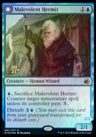 Malevolent Hermit // Benevolent Geist [Innistrad: Midnight Hunt Prerelease Promos] | RetroPlay Games