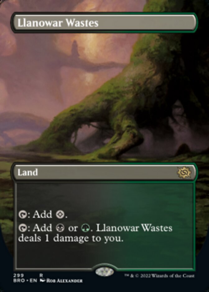 Llanowar Wastes (Borderless Alternate Art) [The Brothers' War] | RetroPlay Games