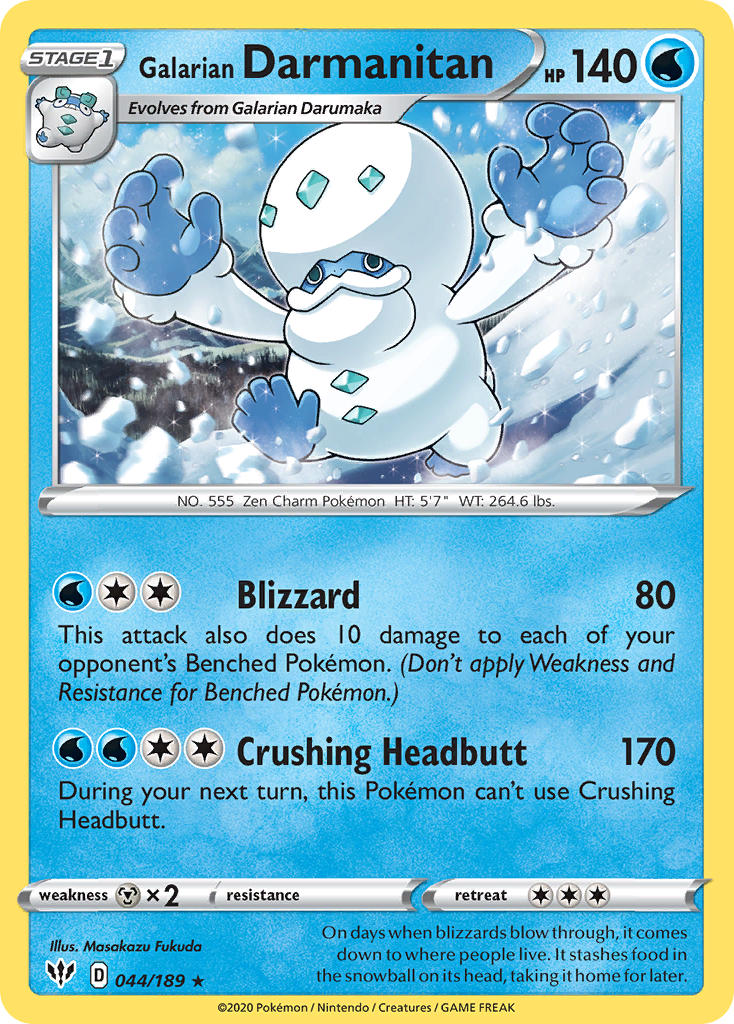 Galarian Darmanitan (044/189) (Cracked Ice Holo) (Theme Deck Exclusive) [Sword & Shield: Darkness Ablaze] | RetroPlay Games