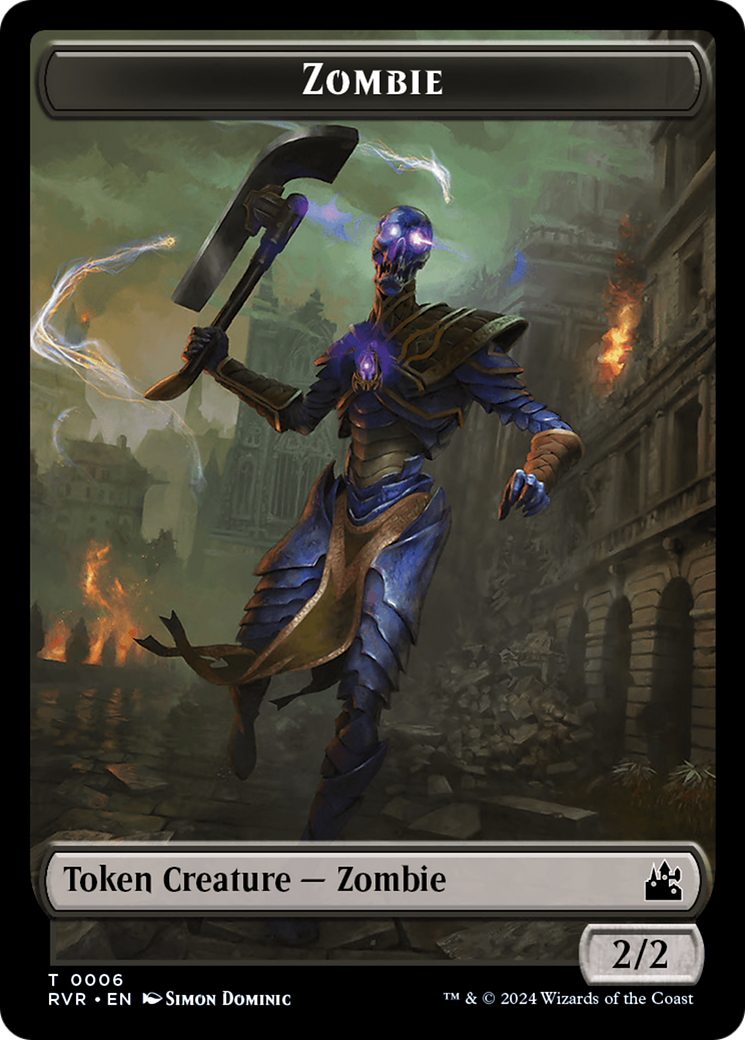 Elf Knight // Zombie Double-Sided Token [Ravnica Remastered Tokens] | RetroPlay Games