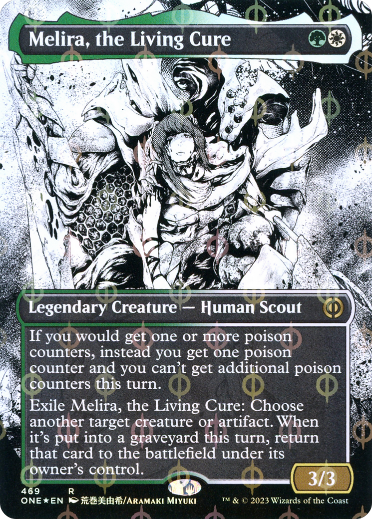 Melira, the Living Cure (Borderless Manga Step-and-Compleat Foil) [Phyrexia: All Will Be One] | RetroPlay Games