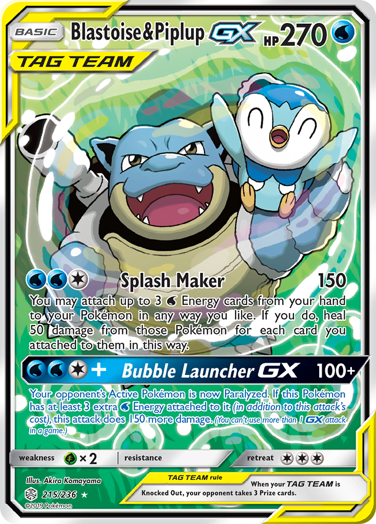 Blastoise & Piplup GX (215/236) [Sun & Moon: Cosmic Eclipse] | RetroPlay Games