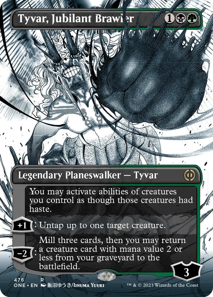 Tyvar, Jubilant Brawler (Borderless Manga Step-and-Compleat Foil) [Phyrexia: All Will Be One] | RetroPlay Games