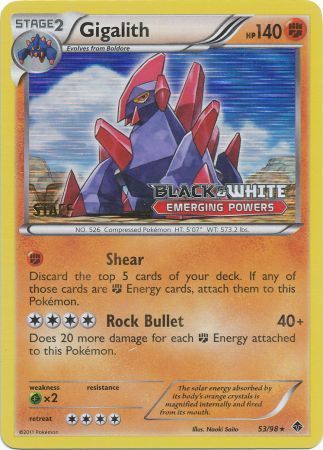 Gigalith (53/98) (Staff Prerelease Promo) [Black & White: Black Star Promos] | RetroPlay Games