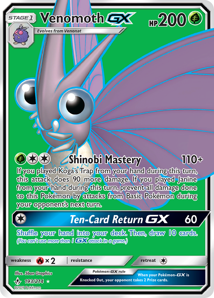 Venomoth GX (193/214) [Sun & Moon: Unbroken Bonds] | RetroPlay Games