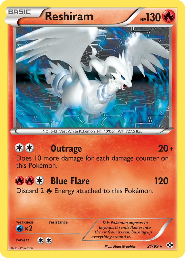 Reshiram (21/99) (Theme Deck Exclusive) [Black & White: Next Destinies] | RetroPlay Games