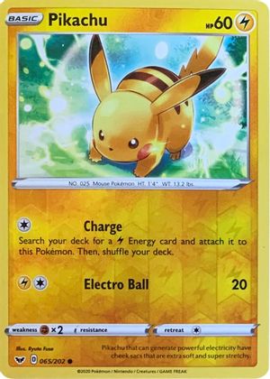 Pikachu (065/202) (Reverse Cosmos Holo) [Sword & Shield: Base Set] | RetroPlay Games