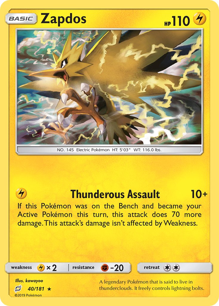 Zapdos (40/181) (Theme Deck Exclusive) [Sun & Moon: Team Up] | RetroPlay Games