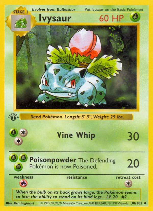 Ivysaur (30/102) (Shadowless) [Base Set 1st Edition] | RetroPlay Games