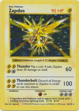 Zapdos (16/102) [Base Set Shadowless Unlimited] | RetroPlay Games