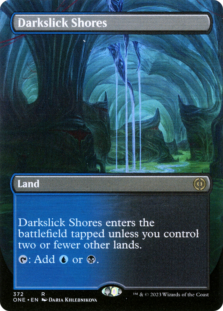 Darkslick Shores (Borderless Alternate Art) [Phyrexia: All Will Be One] | RetroPlay Games