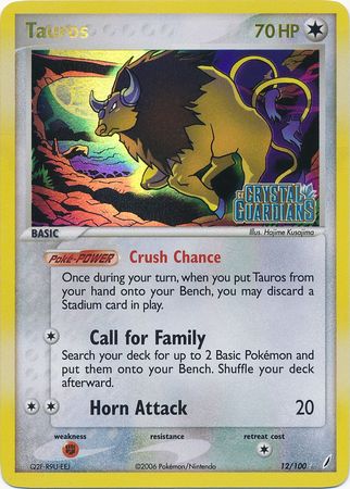 Tauros (12/100) (Stamped) [EX: Crystal Guardians] | RetroPlay Games