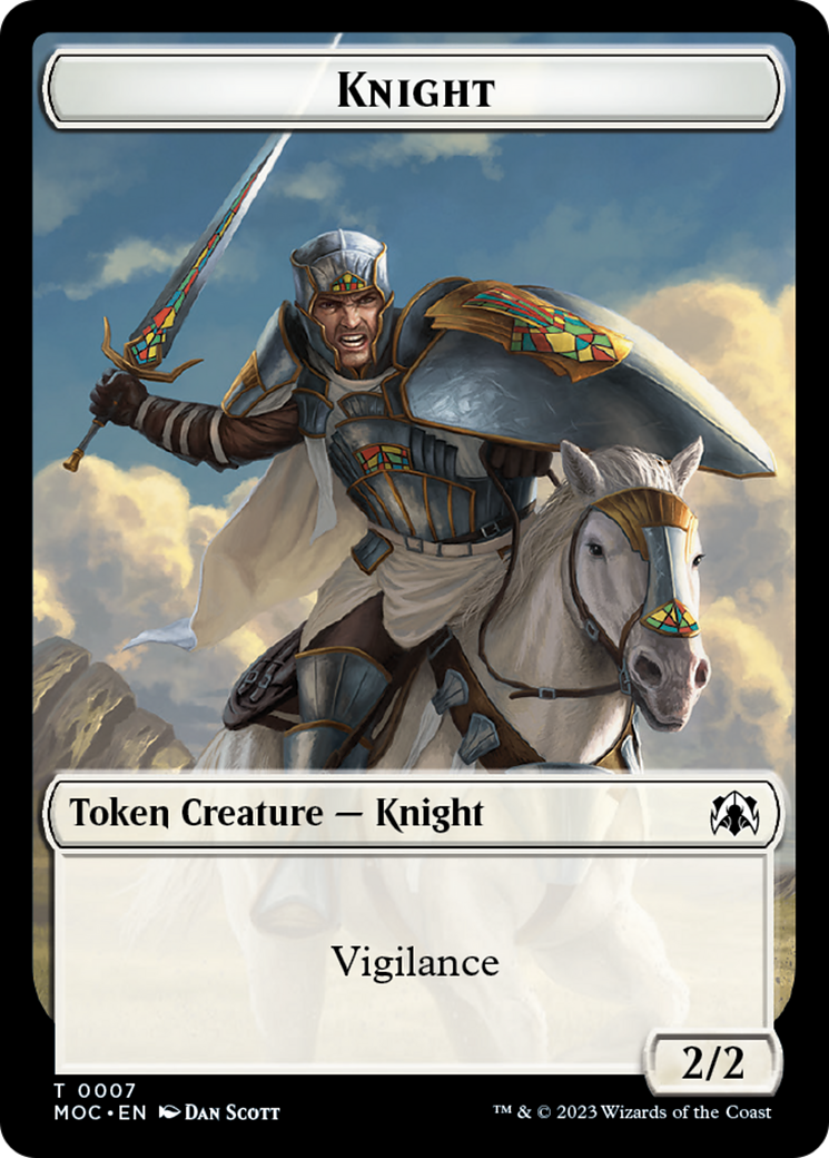 Knight (7) // Spirit (14) Double-Sided Token [March of the Machine Commander Tokens] | RetroPlay Games