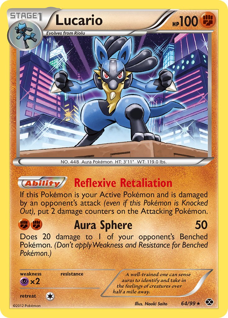 Lucario (64/99) (Cosmos Holo) (Blister Exclusive) [Black & White: Next Destinies] | RetroPlay Games