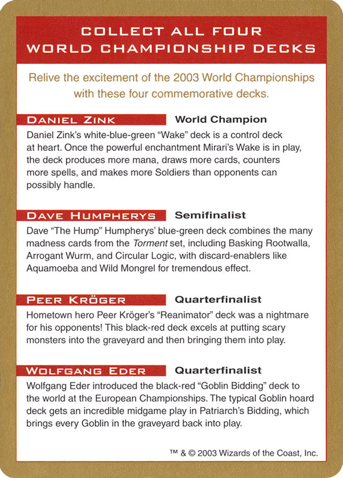 2003 World Championships Ad [World Championship Decks 2003] | RetroPlay Games