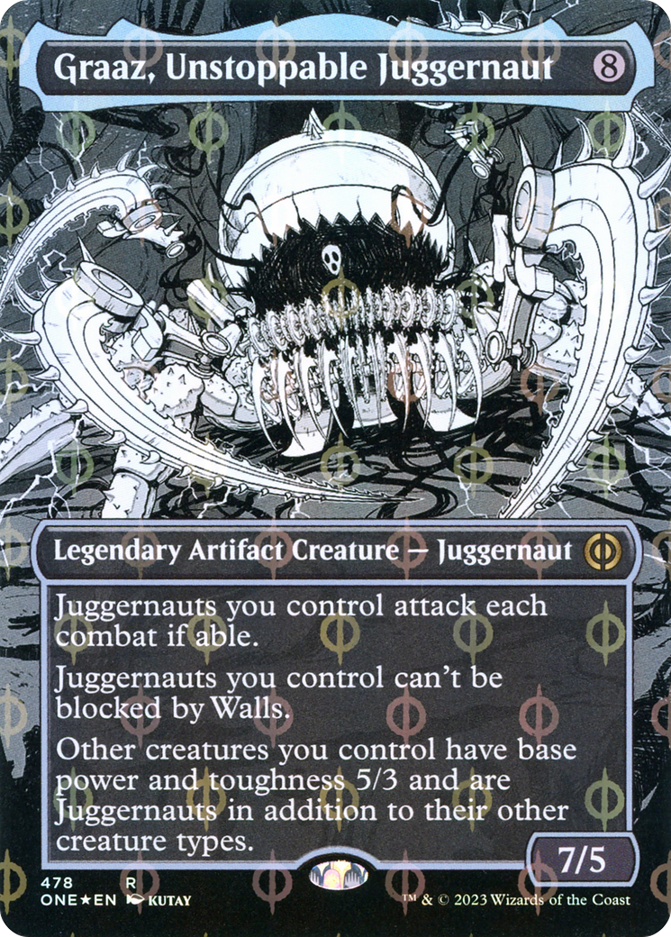 Graaz, Unstoppable Juggernaut (Borderless Manga Step-and-Compleat Foil) [Phyrexia: All Will Be One] | RetroPlay Games