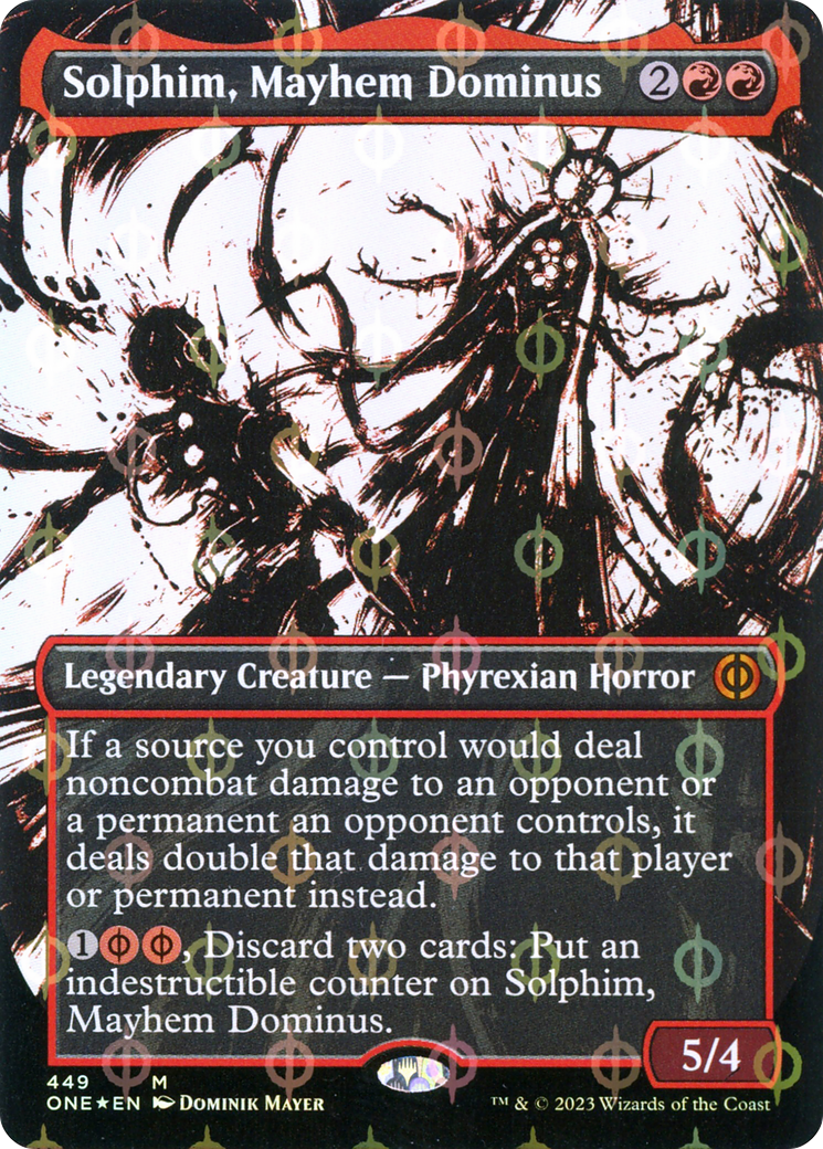 Solphim, Mayhem Dominus (Borderless Ichor Step-and-Compleat Foil) [Phyrexia: All Will Be One] | RetroPlay Games