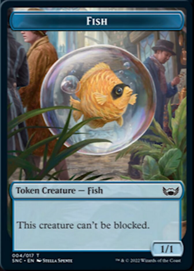 Fish // Rhino Warrior Double-sided Token [Streets of New Capenna Tokens] | RetroPlay Games