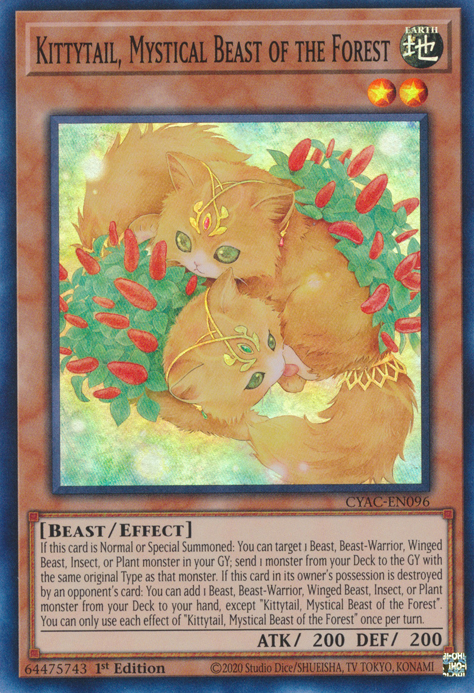 Kittytail, Mystical Beast of the Forest [CYAC-EN096] Super Rare | RetroPlay Games