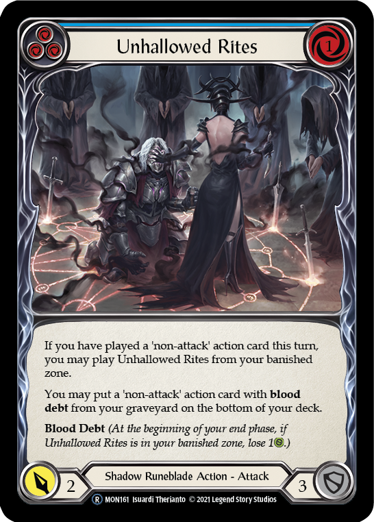 Unhallowed Rites (Blue) [U-MON161-RF] (Monarch Unlimited)  Unlimited Rainbow Foil | RetroPlay Games