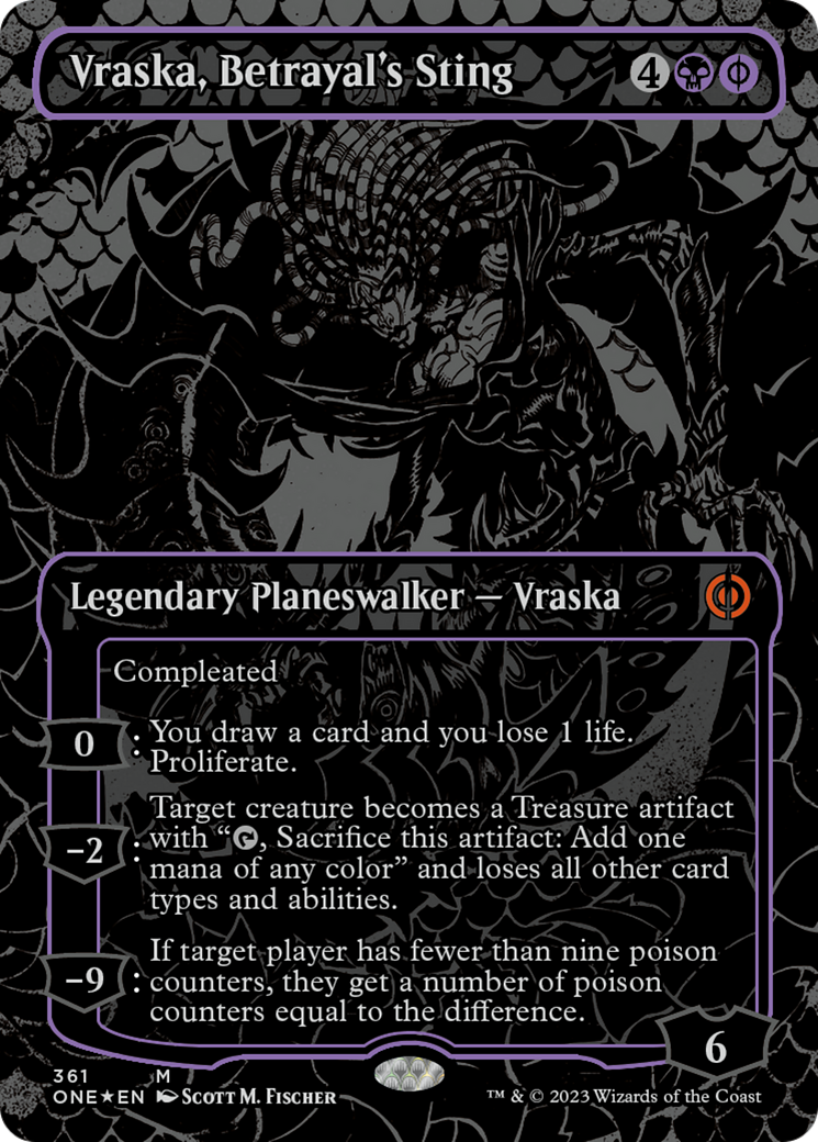 Vraska, Betrayal's Sting (Oil Slick Raised Foil) [Phyrexia: All Will Be One] | RetroPlay Games