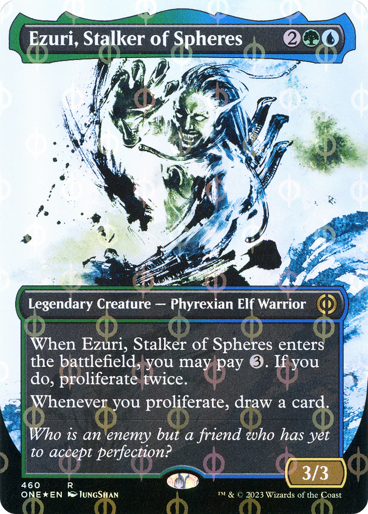 Ezuri, Stalker of Spheres (Borderless Ichor Step-and-Compleat Foil) [Phyrexia: All Will Be One] | RetroPlay Games