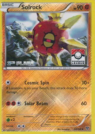 Solrock (64/146) (2nd Place League Challenge Promo) [XY: Base Set] | RetroPlay Games