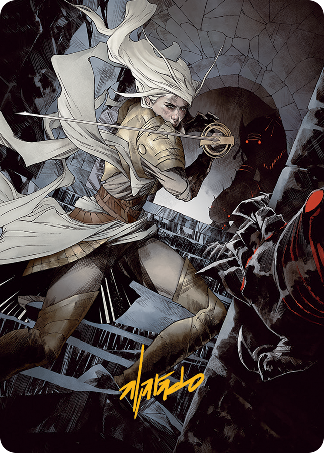Thalia, Guardian of Thraben Art Card (Gold-Stamped Signature) [March of the Machine Art Series] | RetroPlay Games