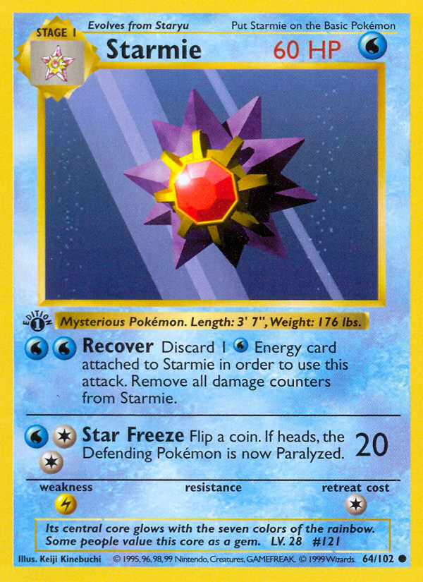 Starmie (64/102) (Shadowless) [Base Set 1st Edition] | RetroPlay Games