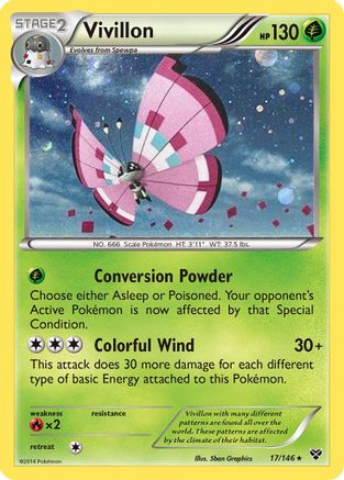 Vivillon (17/146) (Meadow Form/Pink Wings) (Cosmos Holo) [XY: Base Set] | RetroPlay Games