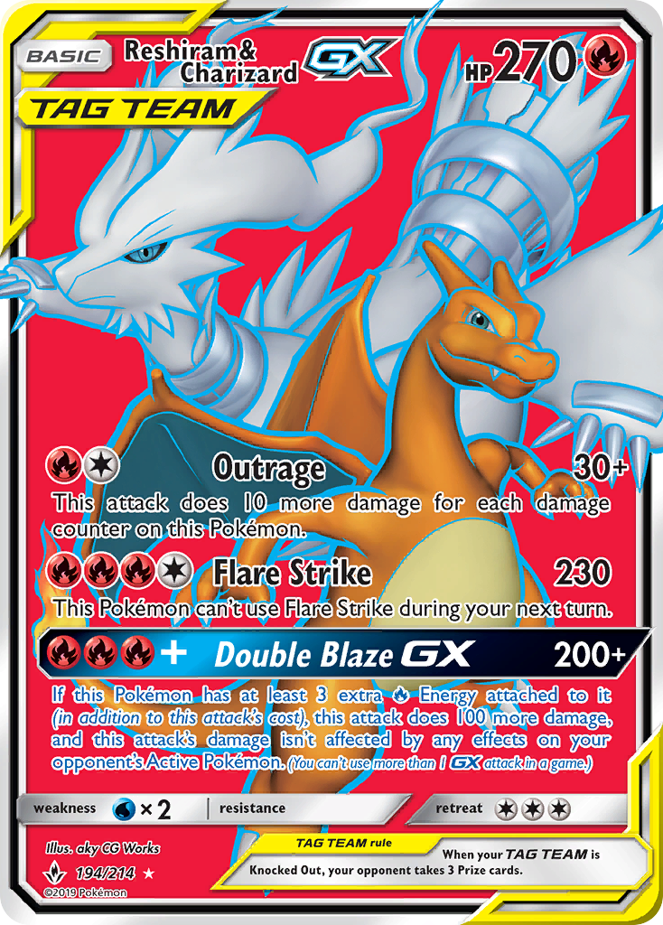 Reshiram & Charizard GX (194/214) [Sun & Moon: Unbroken Bonds] | RetroPlay Games