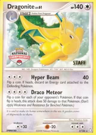 Dragonite (2/146) (National Championship Staff) [Diamond & Pearl: Legends Awakened] | RetroPlay Games