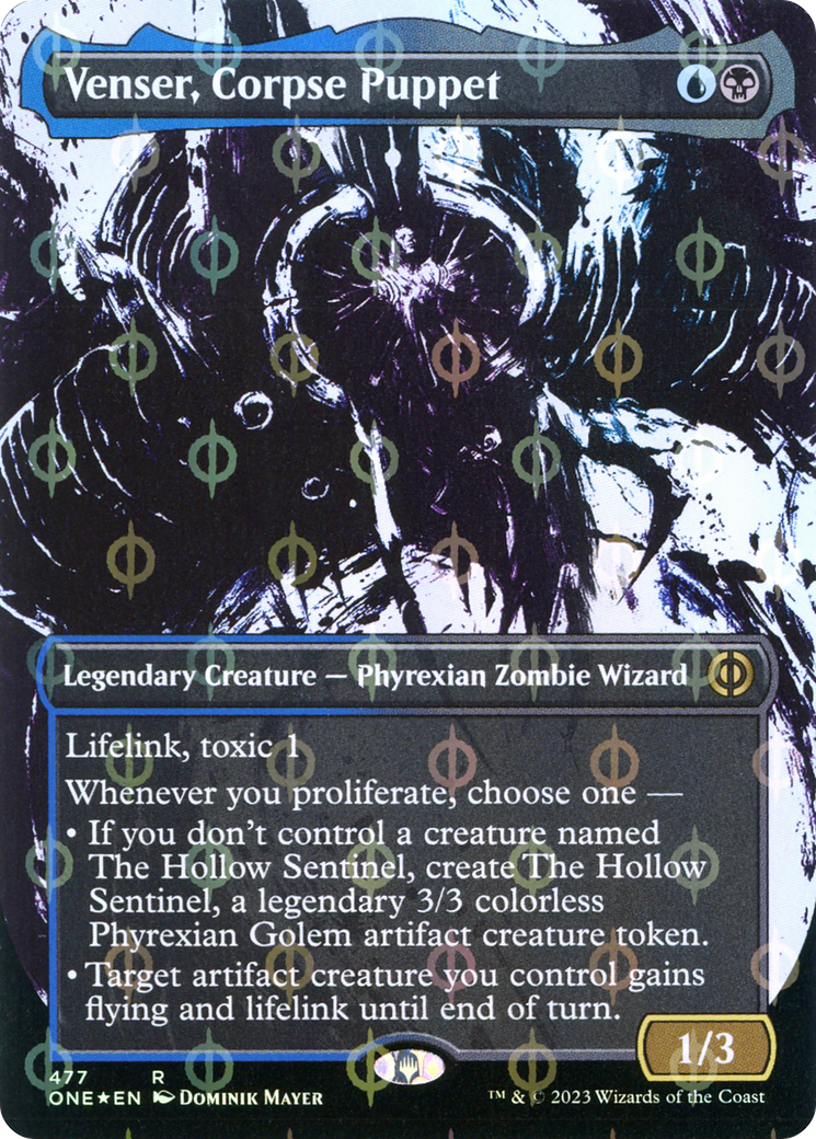 Venser, Corpse Puppet (Borderless Ichor Step-and-Compleat Foil) [Phyrexia: All Will Be One] | RetroPlay Games