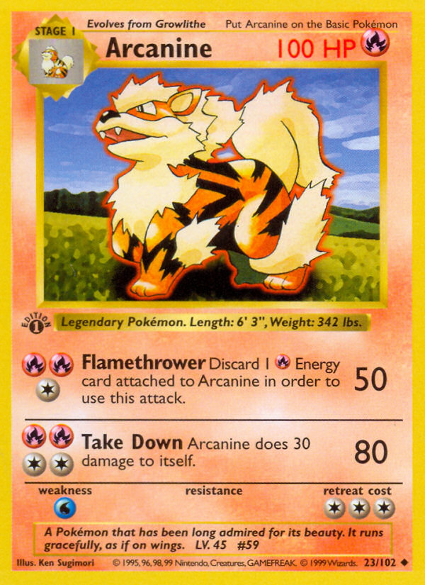 Arcanine (23/102) (Shadowless) [Base Set 1st Edition] | RetroPlay Games