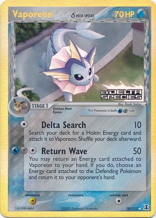 Vaporeon (18/113) (Delta Species) (Stamped) [EX: Delta Species] | RetroPlay Games