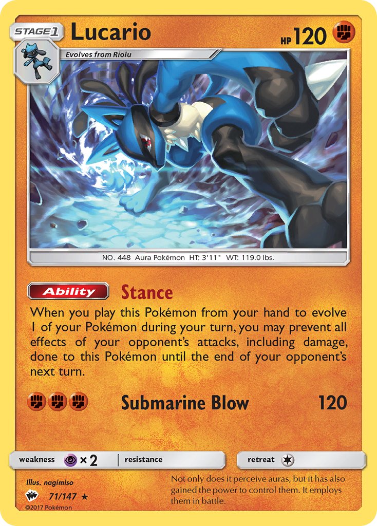 Lucario (71/147) (Theme Deck Exclusive) [Sun & Moon: Burning Shadows] | RetroPlay Games