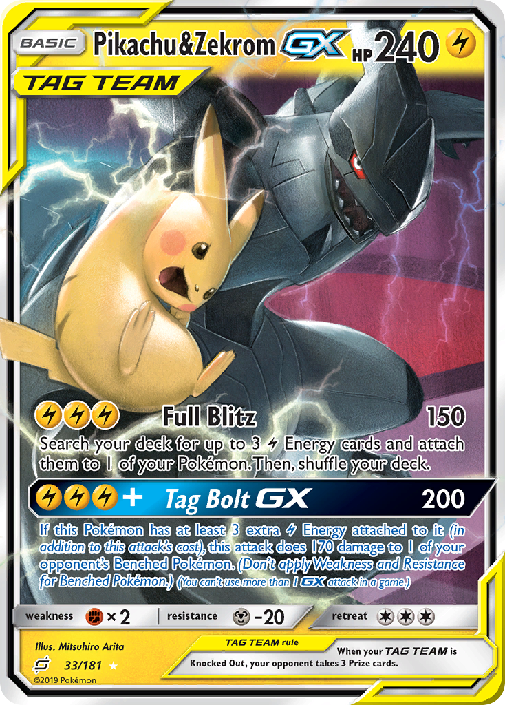 Pikachu & Zekrom GX (33/181) [Sun & Moon: Team Up] | RetroPlay Games