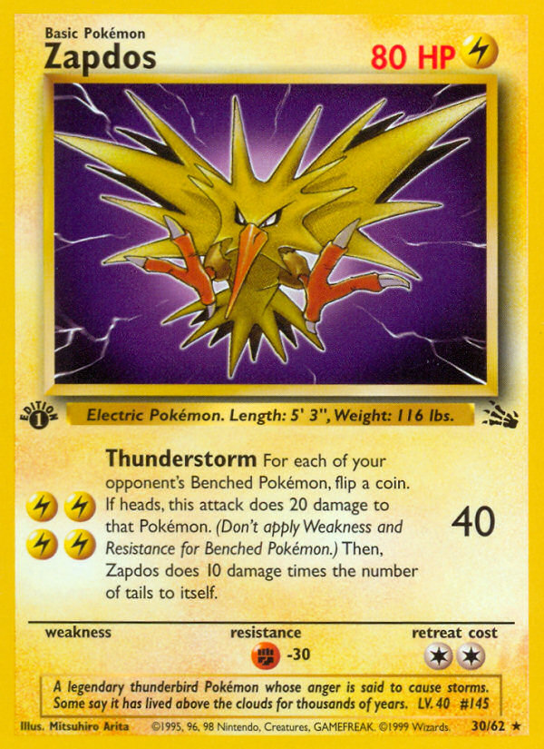 Zapdos (30/62) [Fossil 1st Edition] | RetroPlay Games