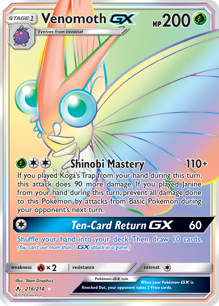 Venomoth GX (216/214) [Sun & Moon: Unbroken Bonds] | RetroPlay Games