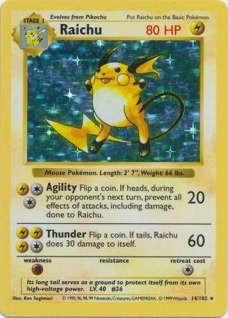 Raichu (14/102) [Base Set Shadowless Unlimited] | RetroPlay Games