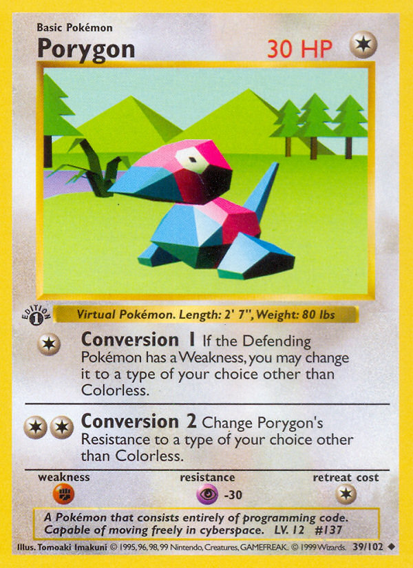 Porygon (39/102) (Shadowless) [Base Set 1st Edition] | RetroPlay Games