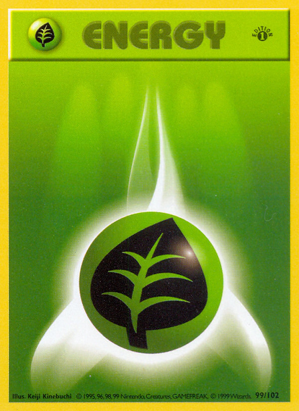Grass Energy (99/102) (Shadowless) [Base Set 1st Edition] | RetroPlay Games