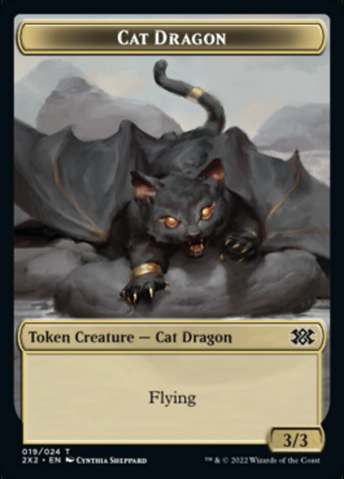 Cat Dragon // Vampire Double-sided Token [Double Masters 2022 Tokens] | RetroPlay Games